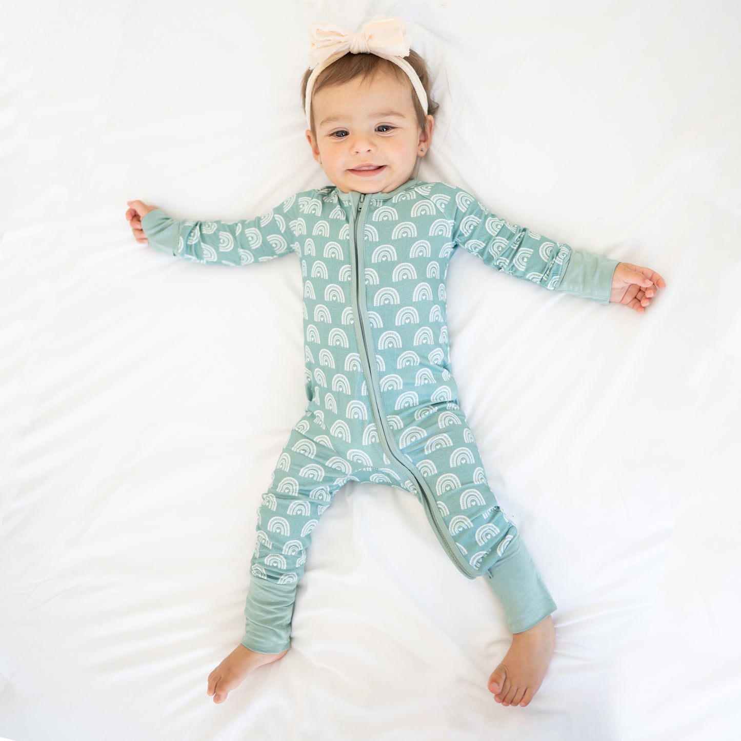 Rainbow Super Soft Bamboo Zipper Romper Pajamas