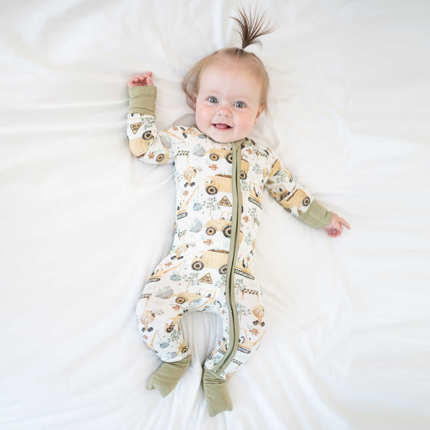 Crane Trees Bamboo Zipper Romper Pajamas