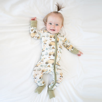 Crane Trees Bamboo Zipper Romper Pajamas