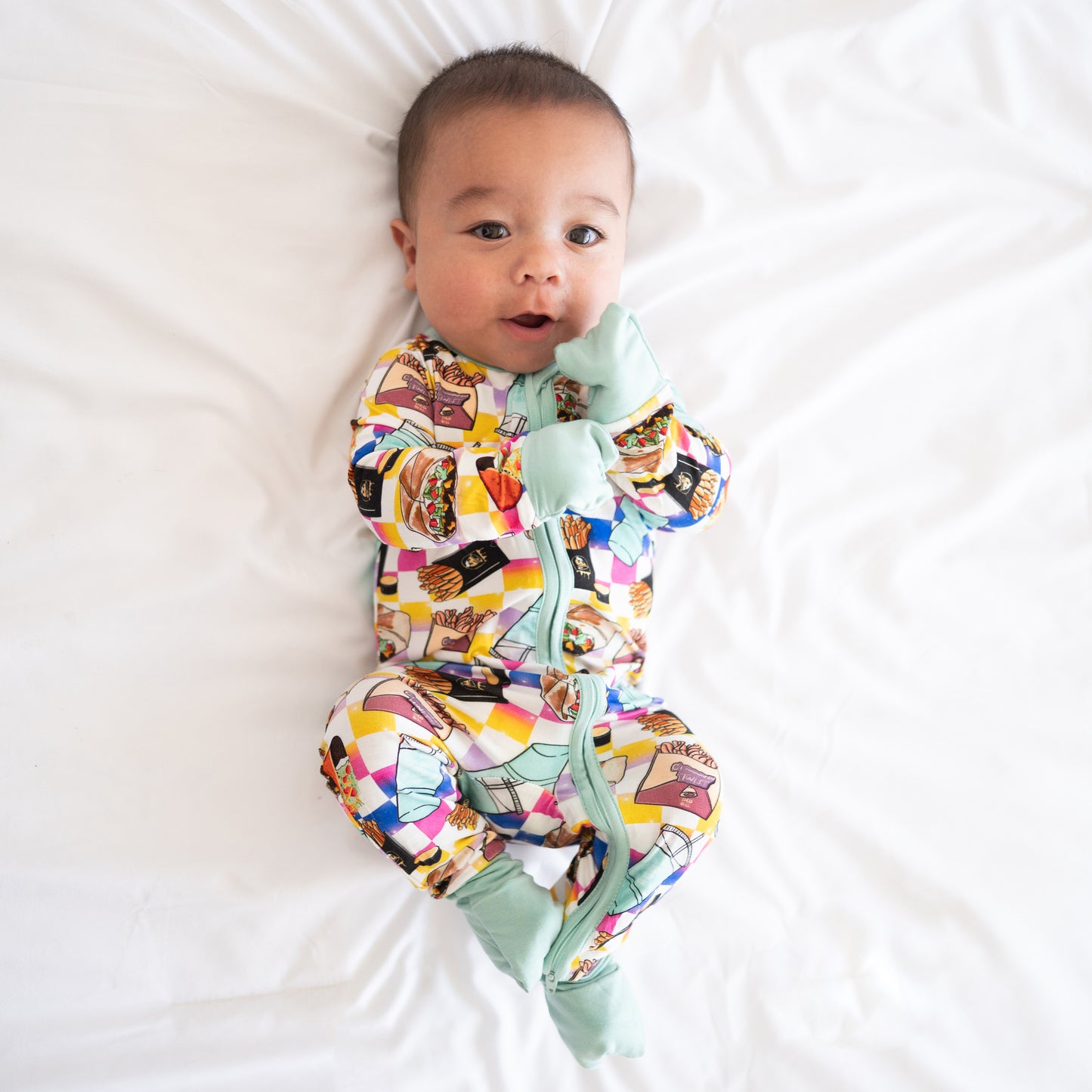 Sandwich Fries Bamboo Zipper Romper Pajamas