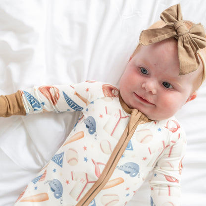 Pyjama zippé en bambou pour bébé, uniforme de baseball
