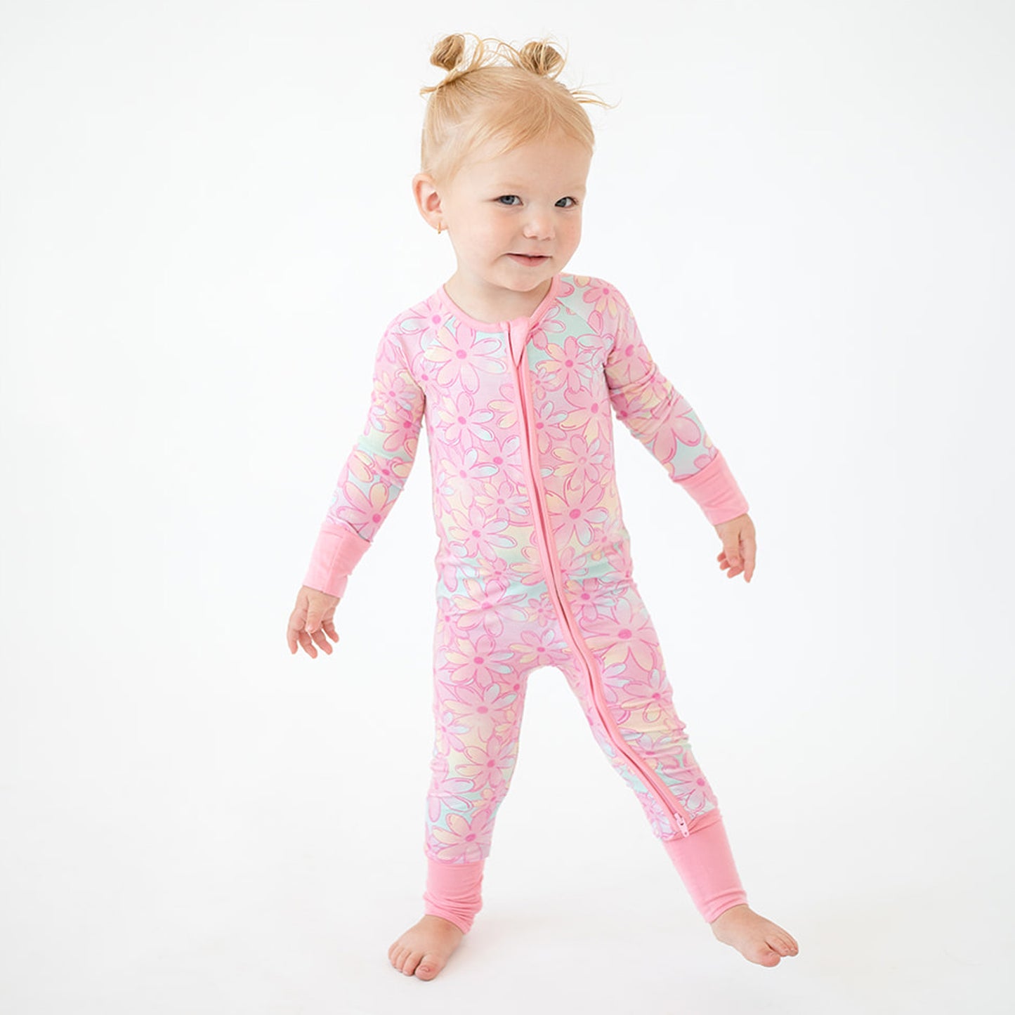 Pyjama zippé en bambou à fleurs dégradées pour bébé