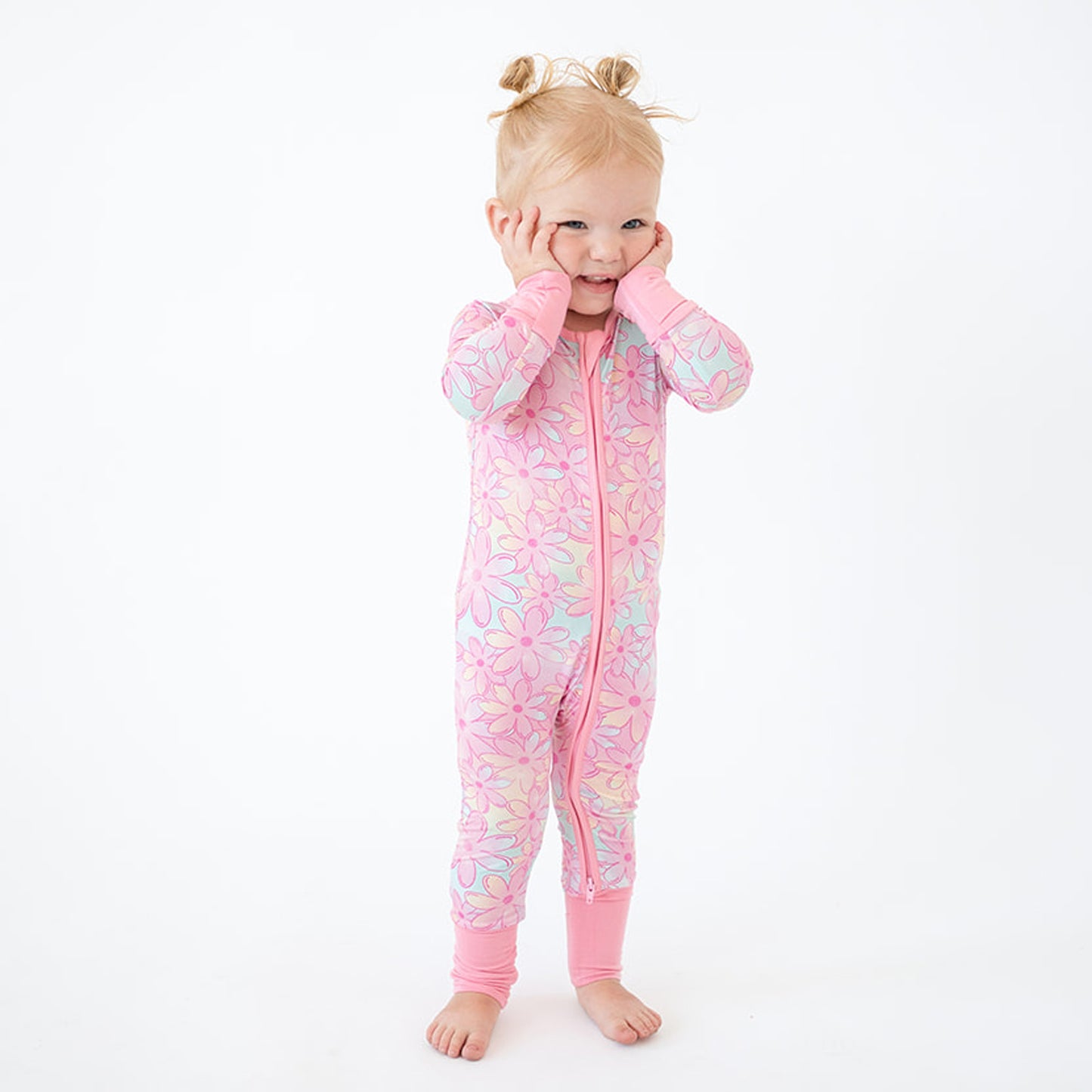 Pyjama zippé en bambou à fleurs dégradées pour bébé