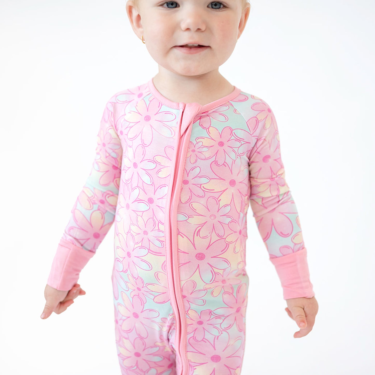 Pyjama zippé en bambou à fleurs dégradées pour bébé