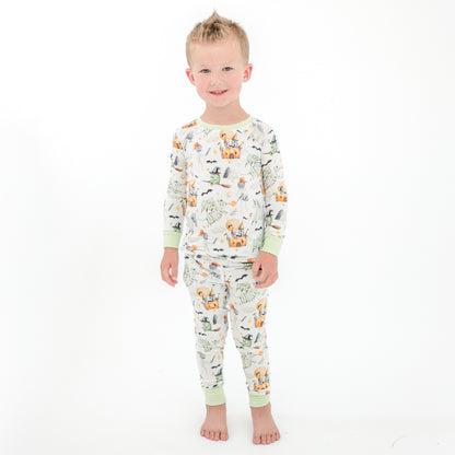 Ensemble de pyjama à manches longues à manches longues en bambou à imprimé de football