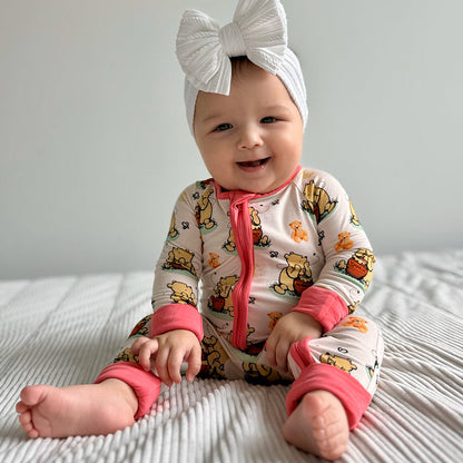 Cute Silly Bear Bamboo Zipper Pajamas