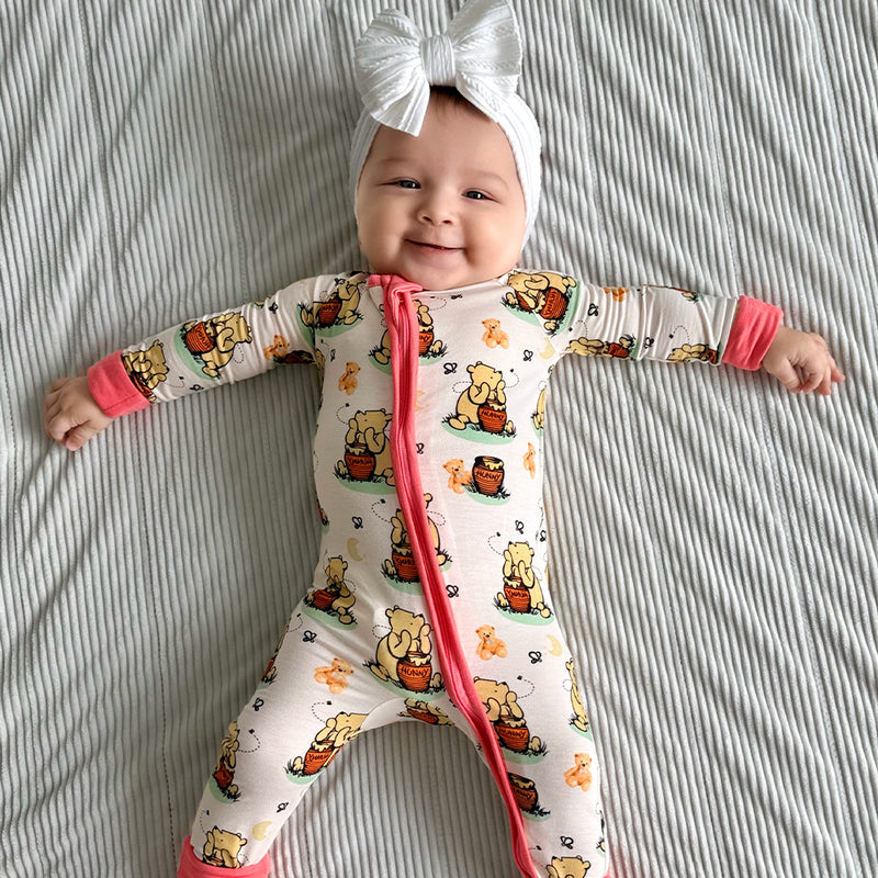 Cute Silly Bear Bamboo Zipper Pajamas