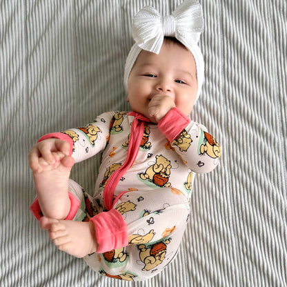 Cute Silly Bear Bamboo Zipper Pajamas