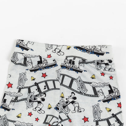 Cartoon Mouse Cruise Ship Print Bamboo Kids Pajama Short Set