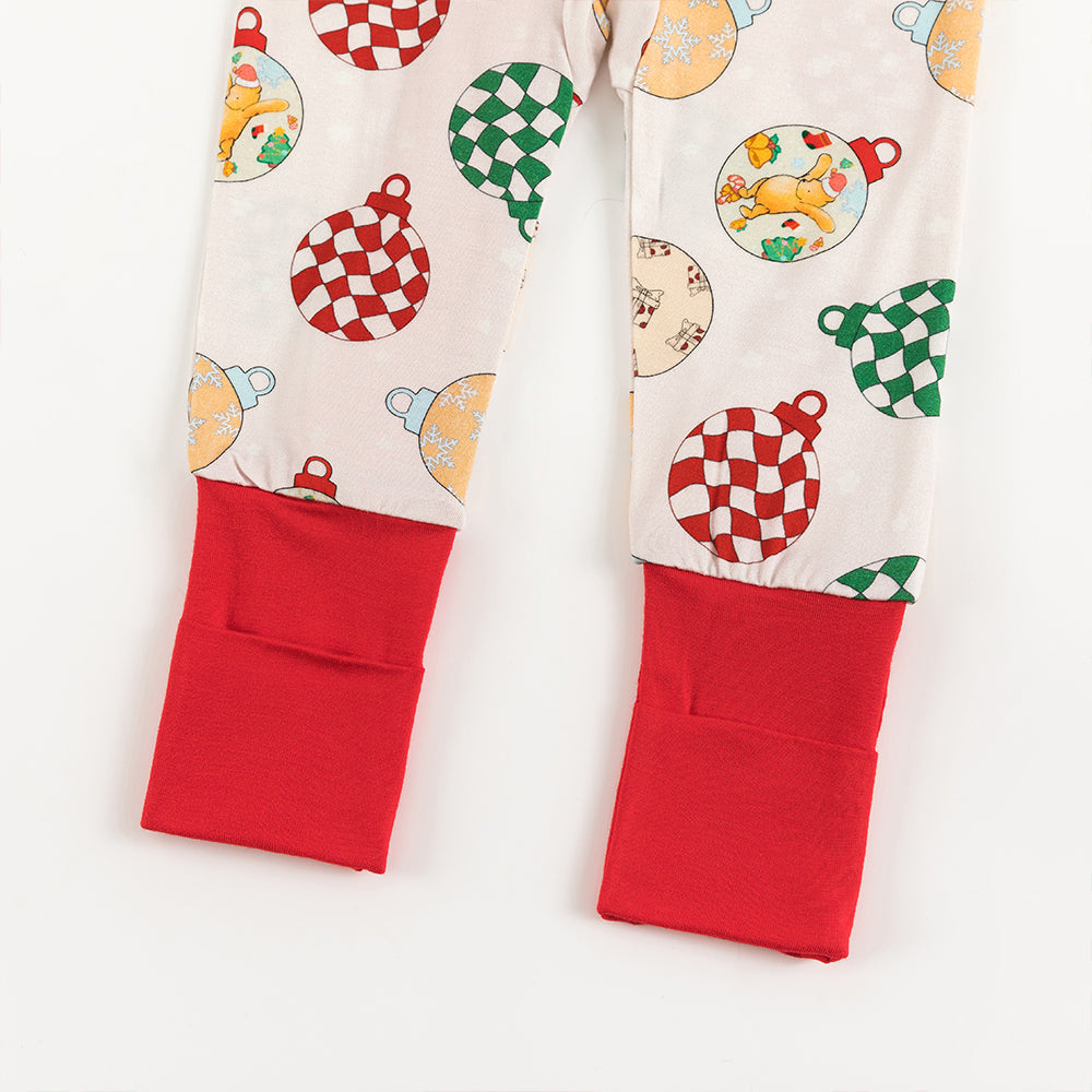 Christmas Decoration Print Baby Bamboo Zipper Romper Pajamas