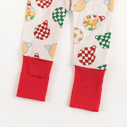 Christmas Decoration Print Baby Bamboo Zipper Romper Pajamas