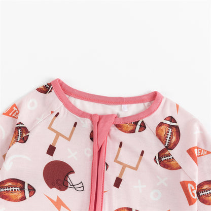 Pink American Football Bamboo Baby Zippy Pajama