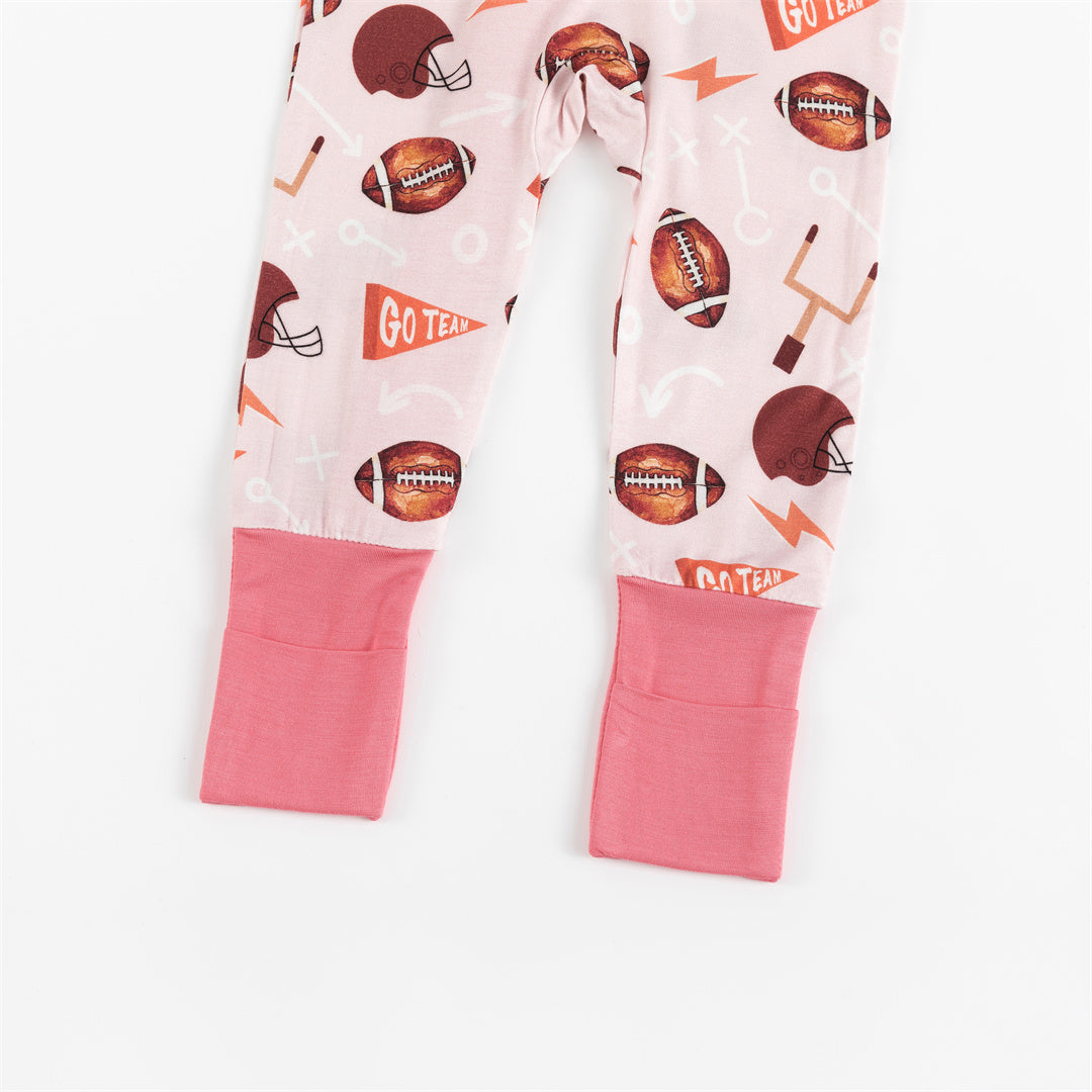 Pink American Football Bamboo Baby Zippy Pajama