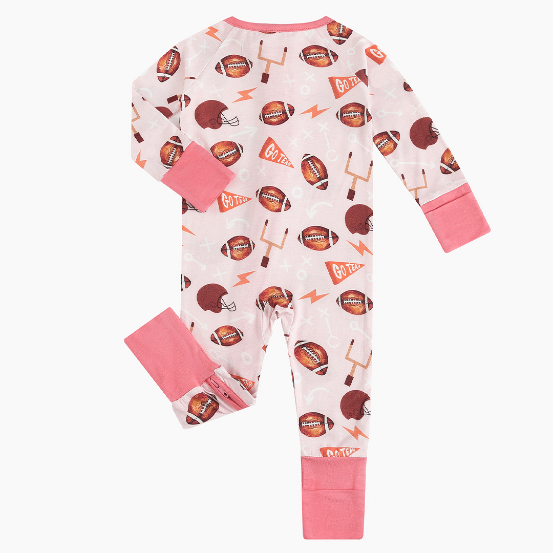 Pink American Football Bamboo Baby Zippy Pajama