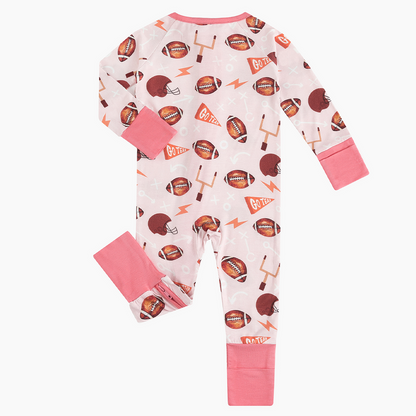 Pink American Football Bamboo Baby Zippy Pajama