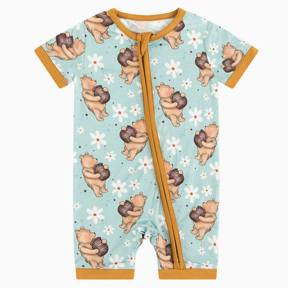 Bear Flower Bamboo Baby Short Zippy Pajama