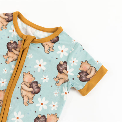 Bear Flower Bamboo Baby Short Zippy Pajama