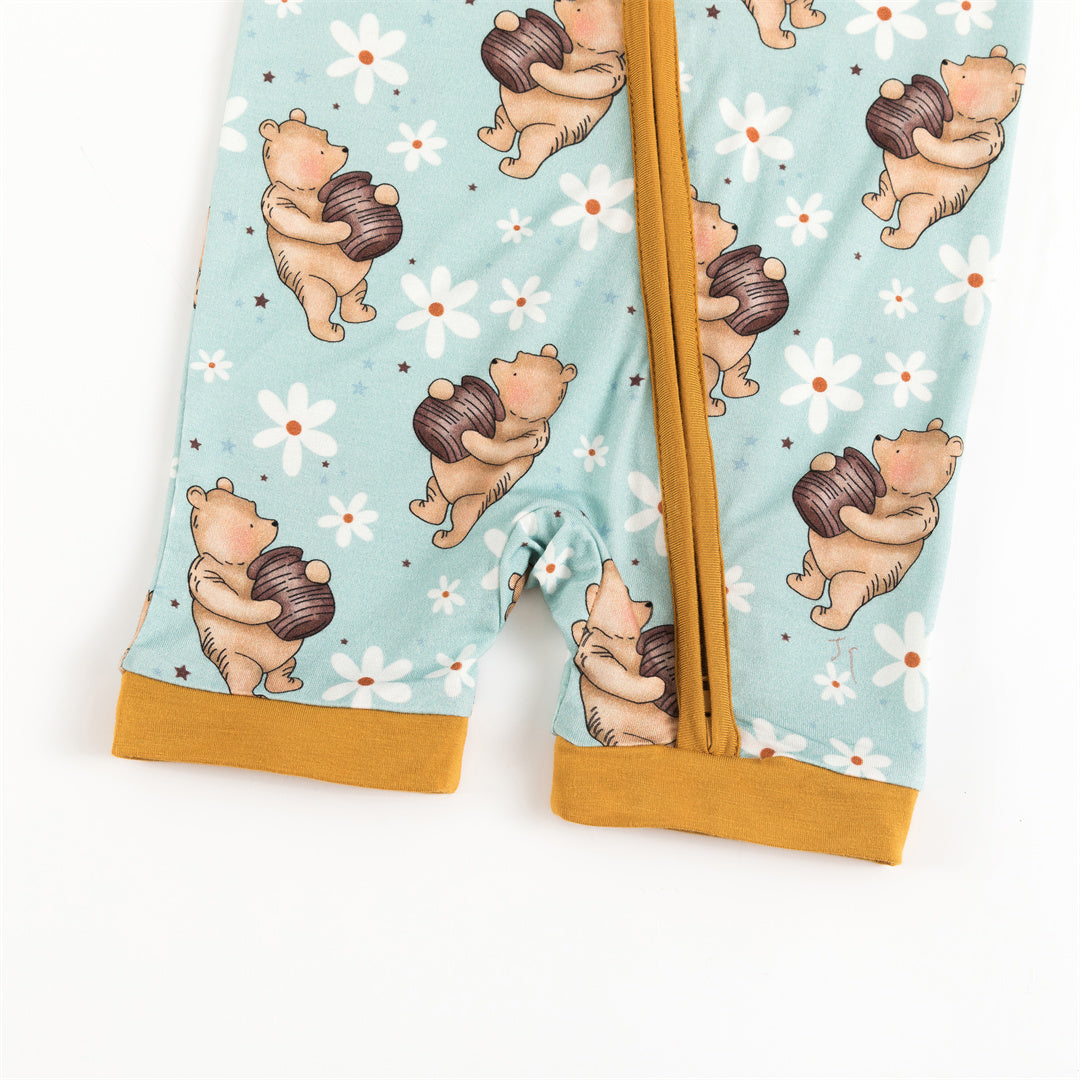 Bear Flower Bamboo Baby Short Zippy Pajama