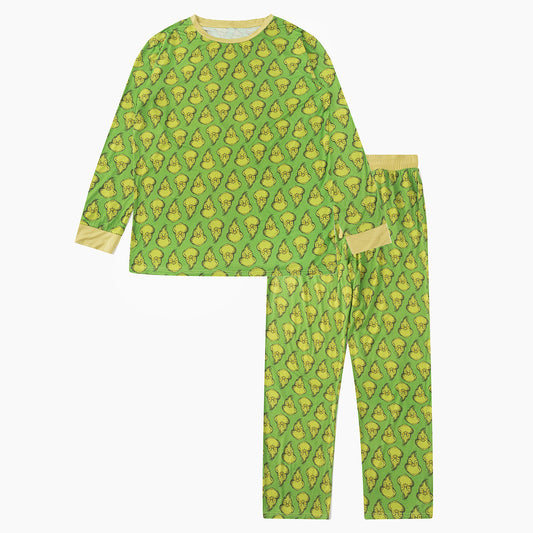 Christmas Green Guy Print Bamboo Men's Pajamas Set