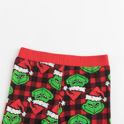 Christmas Green Face Red Two-Piece Bamboo Long Sleeve Pajama