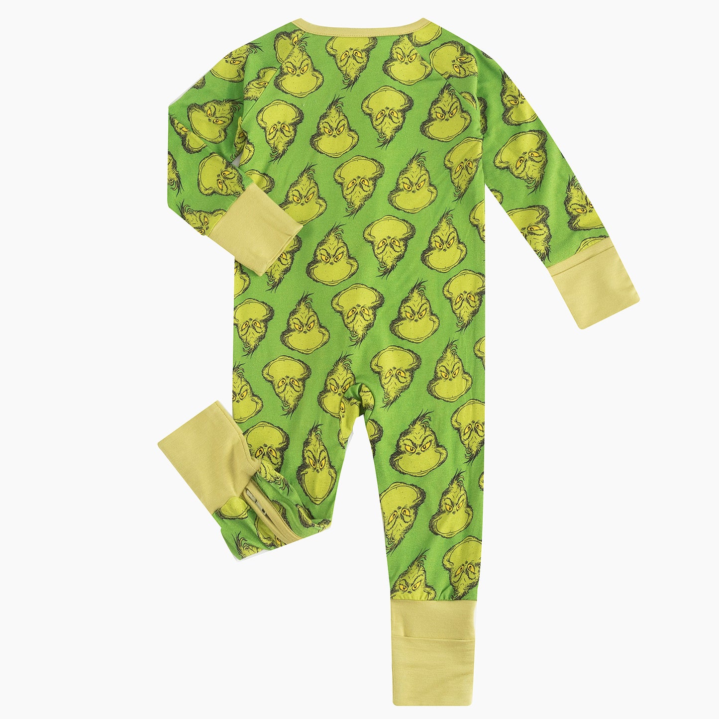 Christmas Green Guy Print Bamboo 2 Way Zipper Romper