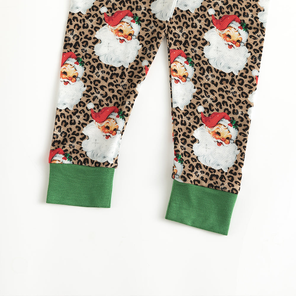 Christmas Leopard Santa Claus Bamboo Long Sleeve Pajama Set