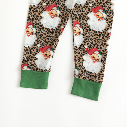 Christmas Leopard Santa Claus Bamboo Long Sleeve Pajama Set