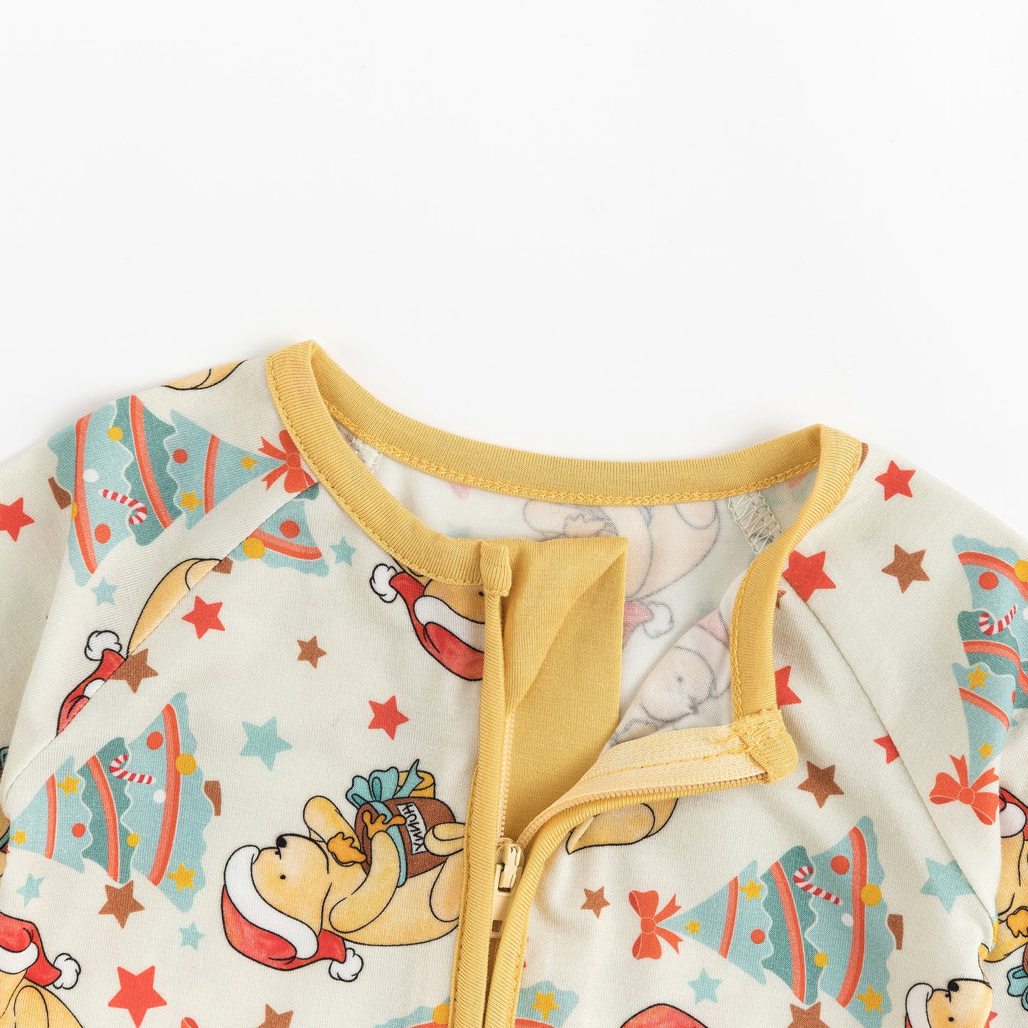 Christmas Tree Bear Baby Bamboo Zipper Romper Pajamas