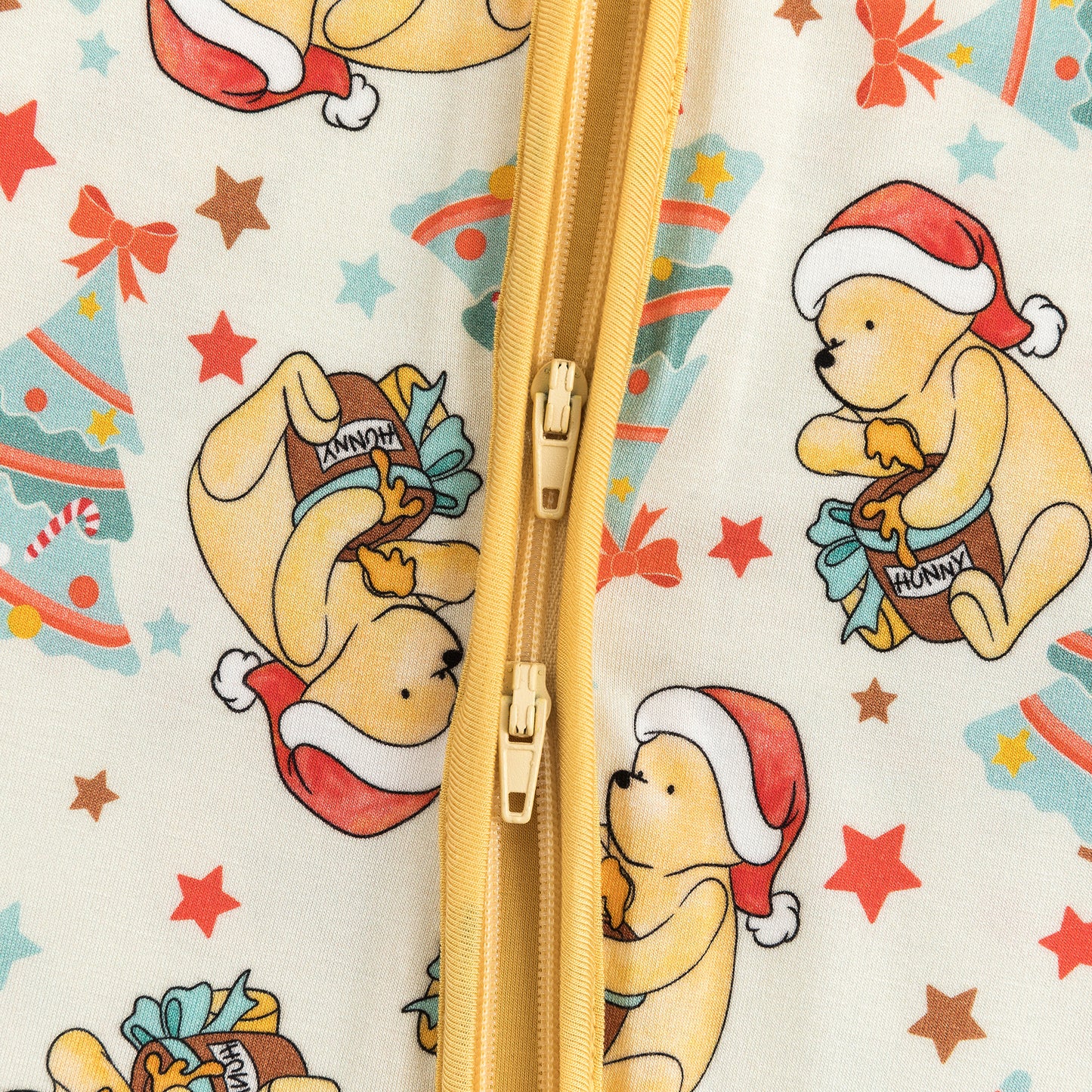 Christmas Tree Bear Baby Bamboo Zipper Romper Pajamas