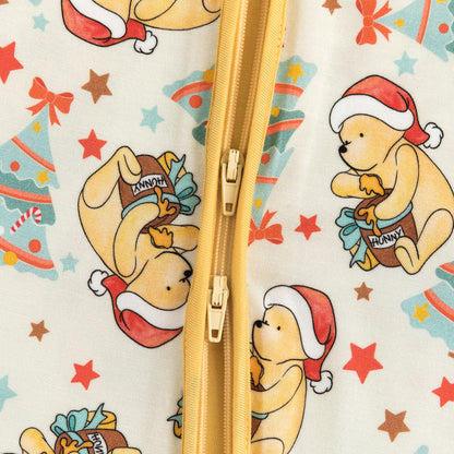 Christmas Tree Bear Baby Bamboo Zipper Romper Pajamas