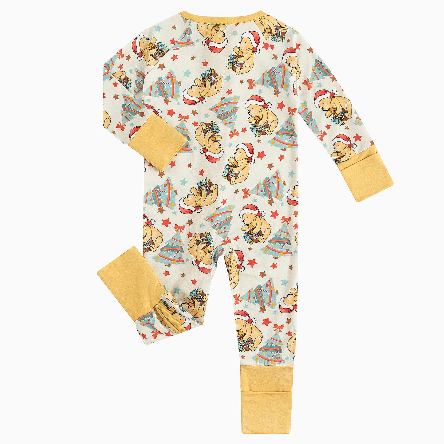 Christmas Tree Bear Baby Bamboo Zipper Romper Pajamas