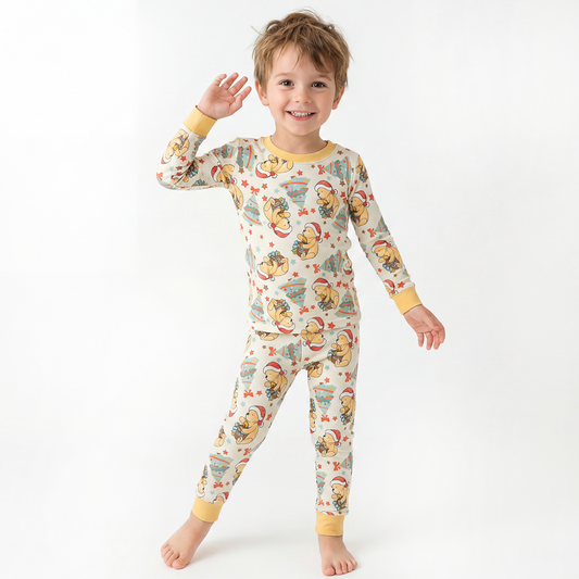 Christmas Tree Bear Kids Bamboo Two-Piece Pajama Set