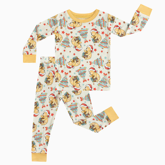 Christmas Tree Bear Kids Bamboo Two-Piece Pajama Set