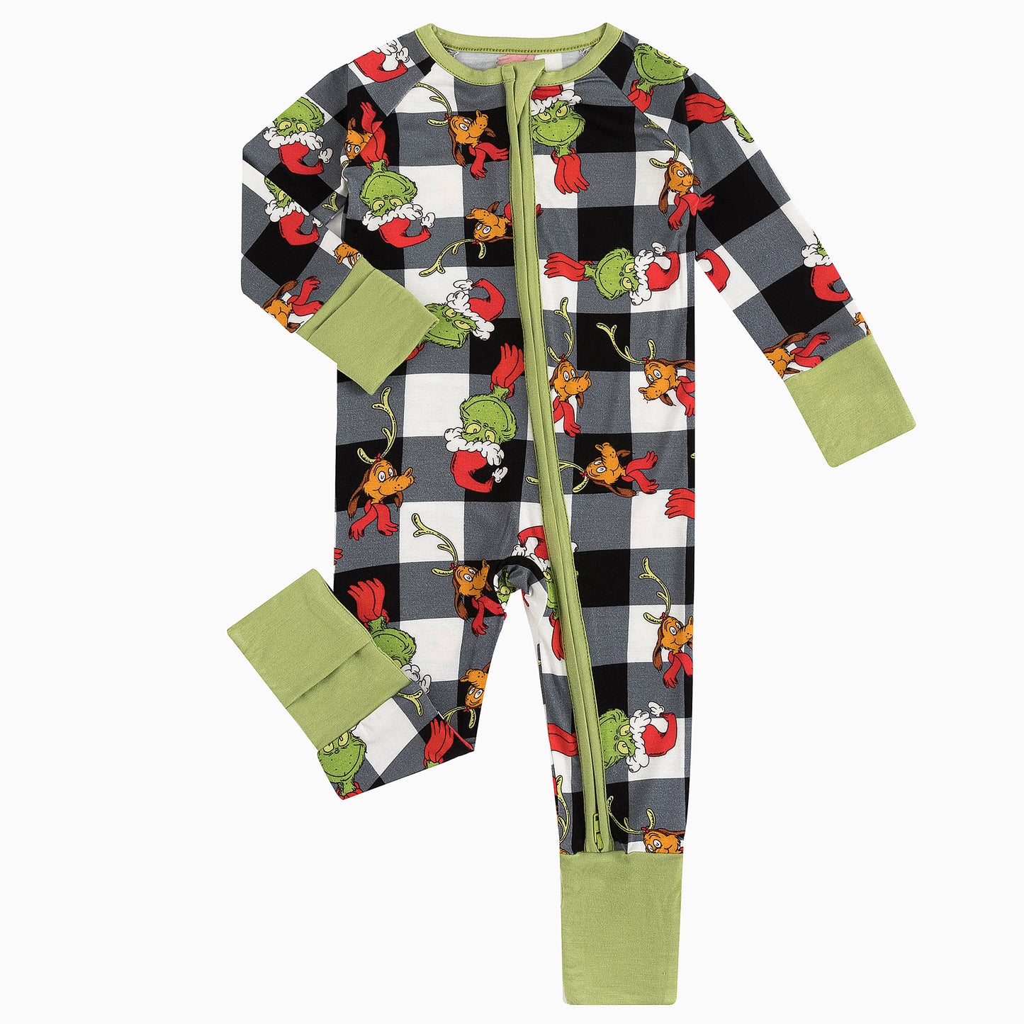 Christmas Green Guy Plaid Baby Bamboo Zippy Sleeper