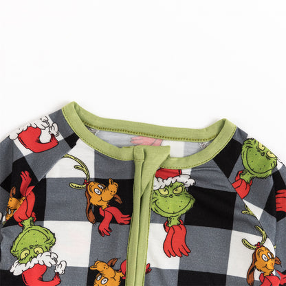 Christmas Green Guy Plaid Baby Bamboo Zippy Sleeper