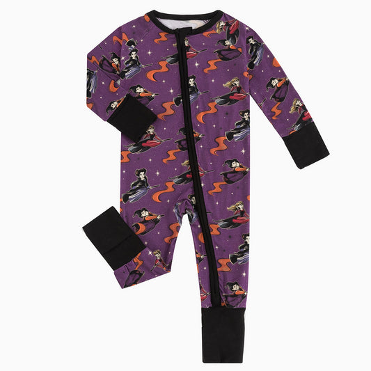 Bamboo Soft Newborn Zip Bodysuit Halloween Witch Print