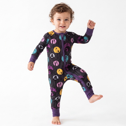 Black Fantasy Journey Halloween Bamboo Zip Romper