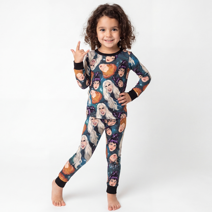 Halloween Witch Head Pattern Bamboo 2 pièces Pyjama Set