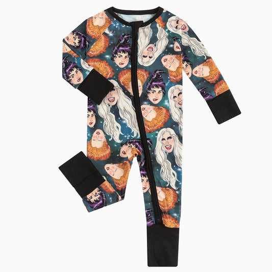 Halloween Witch Head Pattern Bamboo Zippy Baby Romper