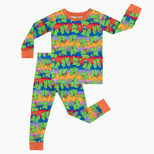Rainbow Green Bow Bamboo Long Sleeve Pajama Set