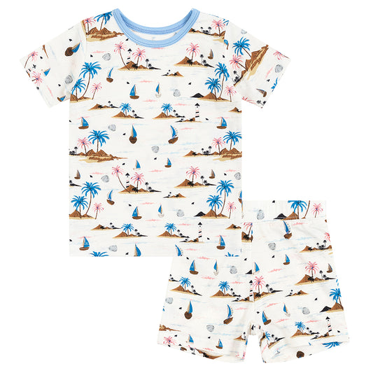 Islands Sailboats Bamboo Kid Two-Piece Pajama Set