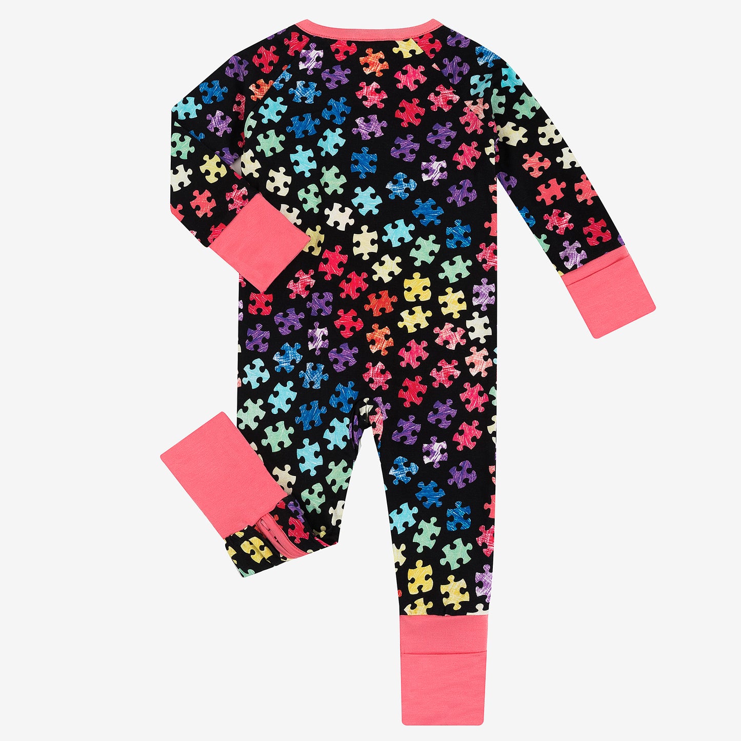 Puzzle arc-en-ciel Pyjama zippé en bambou pour bébé