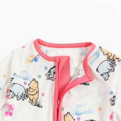 Cartoon Bears & Donkeys Pattern Bamboo Zipper Pajamas