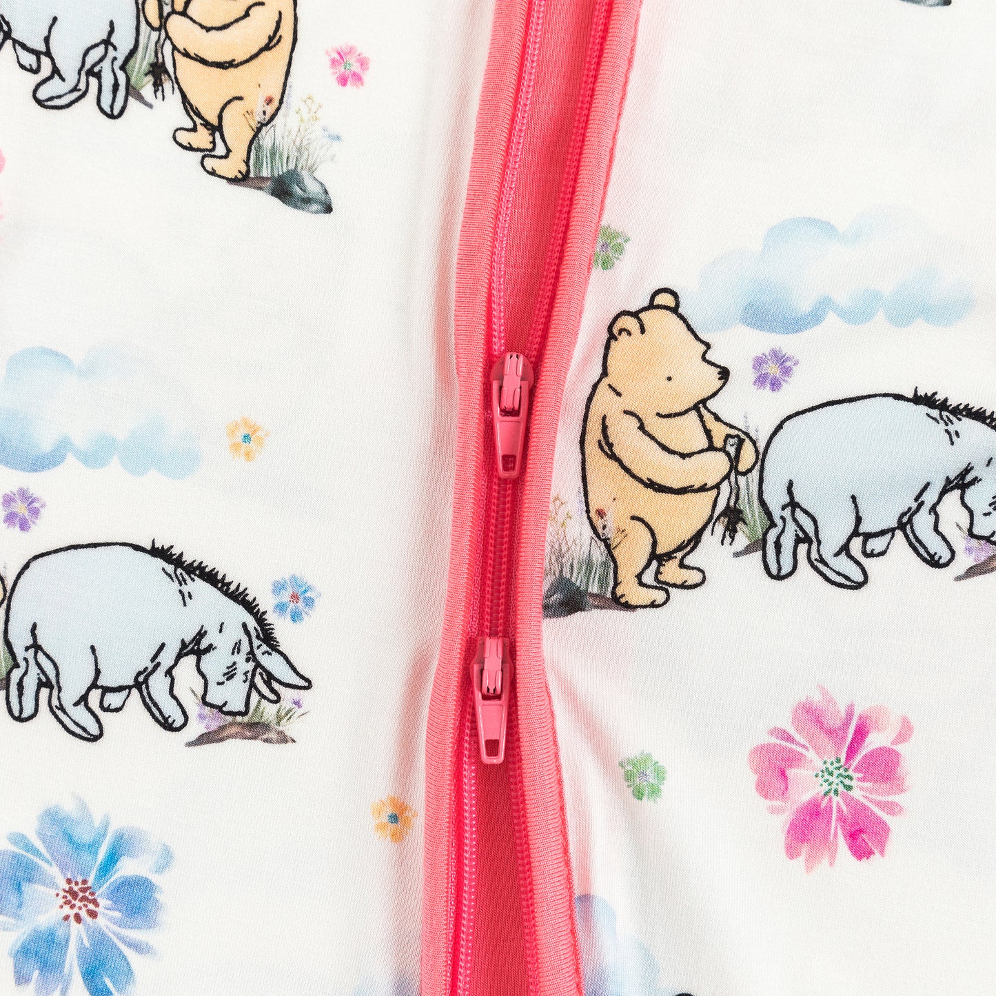 Cartoon Bears & Donkeys Pattern Bamboo Zipper Pajamas