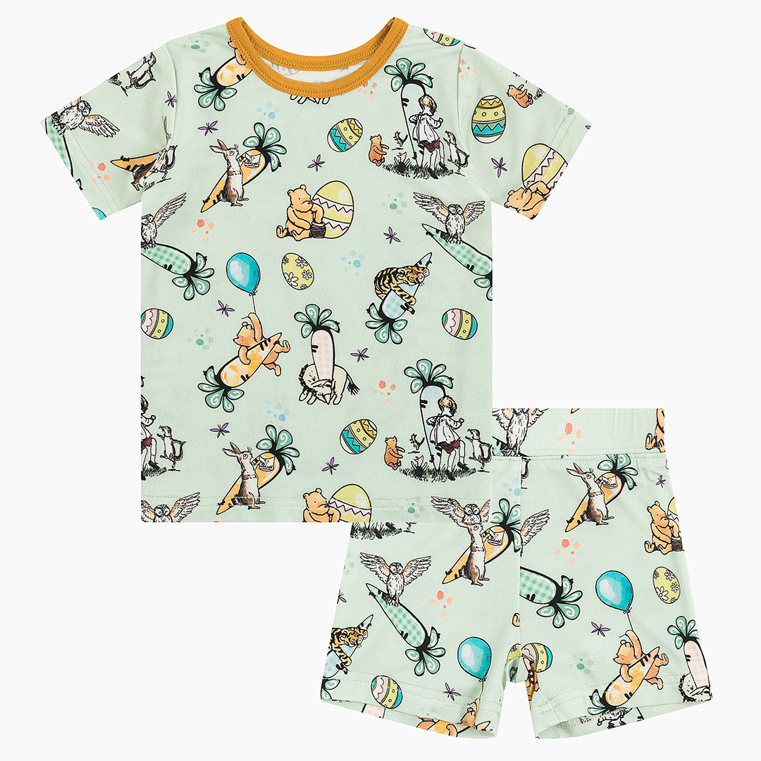 Ensemble short en bambou pour enfants avec œufs de Pâques et ours