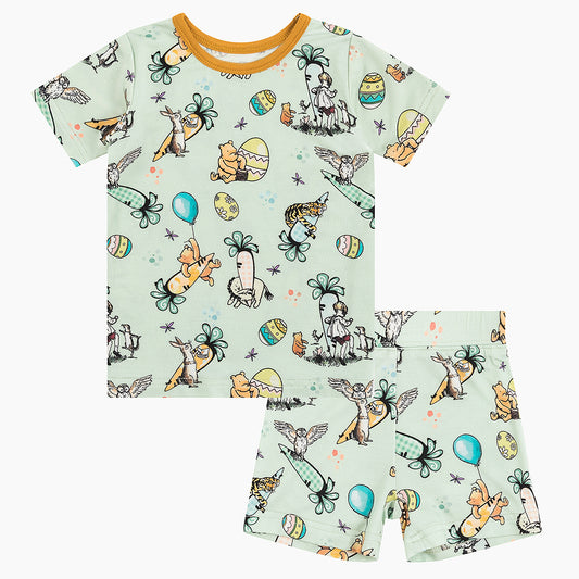Easter Bear Pattern Kids Pajamas Summer Bamboo Kids Short Set