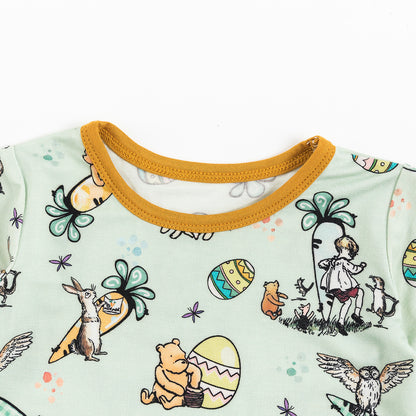 Ensemble short en bambou pour enfants avec œufs de Pâques et ours