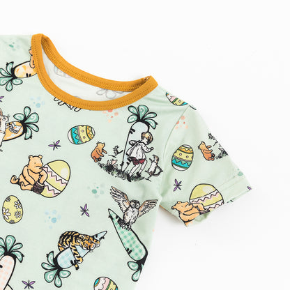 Ensemble short en bambou pour enfants avec œufs de Pâques et ours
