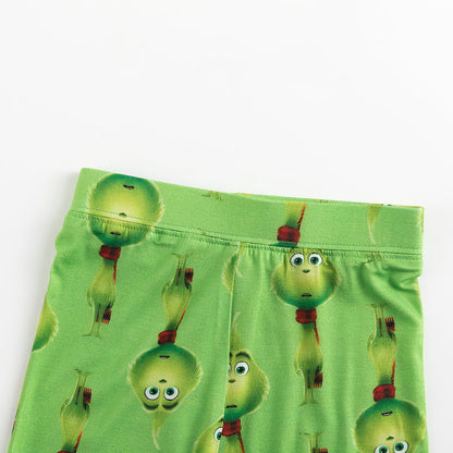 Christmas 3D Green Face Kids Bamboo Long Sleeve Pja Set