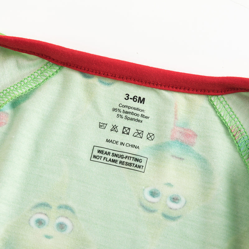 Christmas 3D Green Face Bamboo Zip Romper